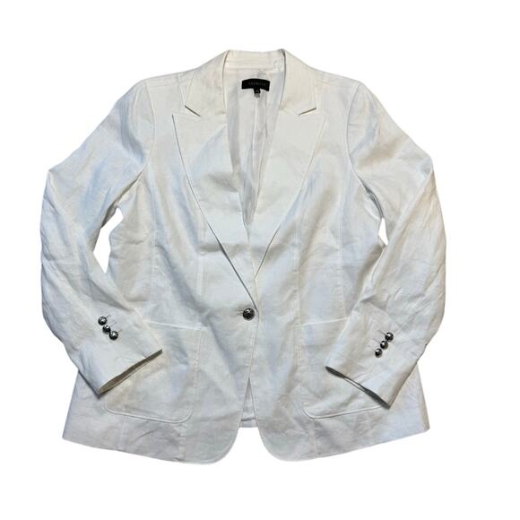 TALBOTS 100% White Linen Blazer/Jacket size women's 16, silver buttons - Picture 1 of 11